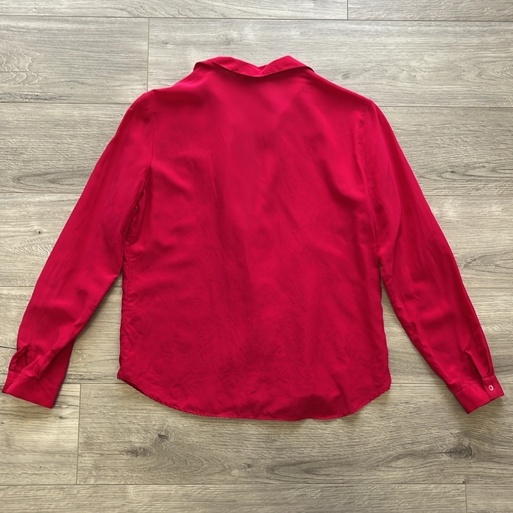Vintage 100% Silk Long Sleeve Shirt, Button Down Blouse, Size 12 - Picture 2 of 5